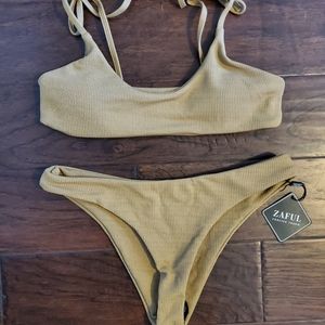 NWT Ribbed khaki zaful bikini